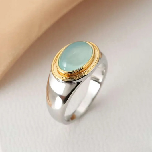 Anillo de luna retro verde