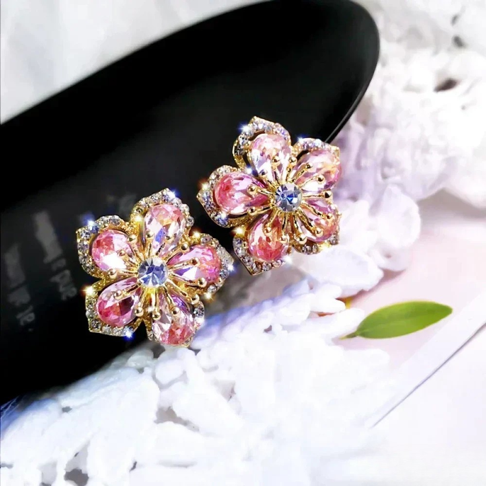 Pendientes de plata esterlina con zirconitas de colores