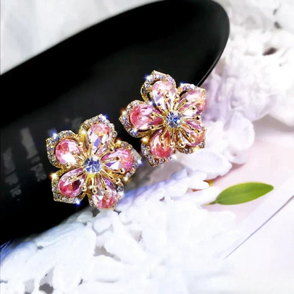 Pendientes de plata esterlina con zirconitas de colores
