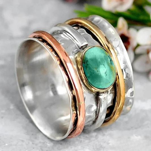 Anillo nostálgico de oro y plata