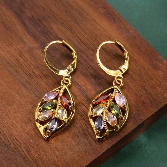 Pendientes de oro vintage con zirconia de colores