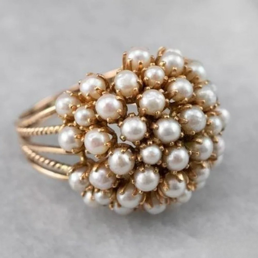 Anillo de perla con piedras engastadas - Joyas Laura