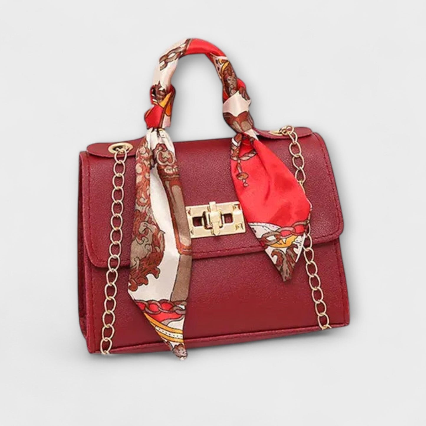 Bolso de mano de cuero marrón elegante con cierre dorado