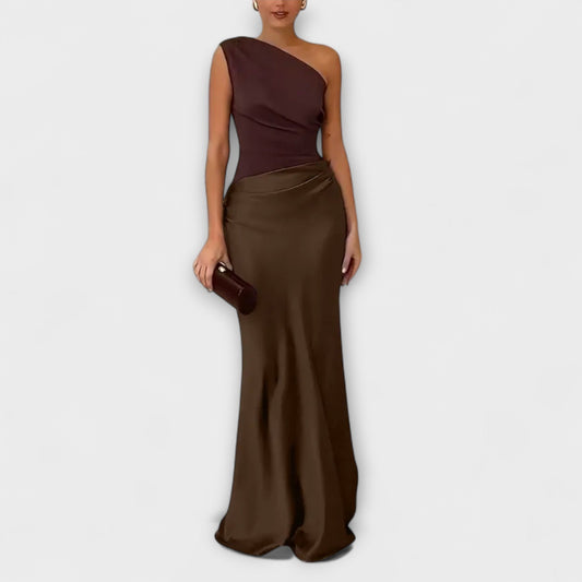 Vestido maxi asimétrico con un hombro