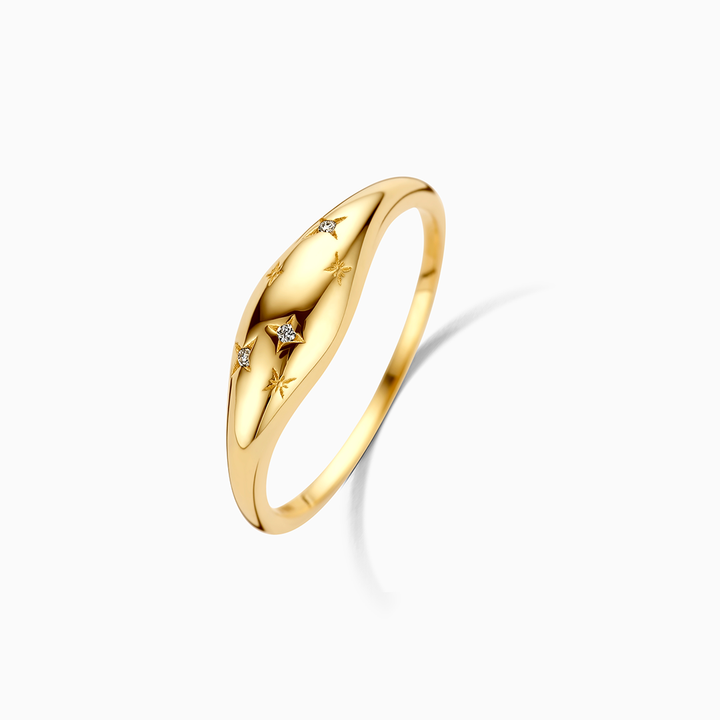 Anillo con diamante en cúpula | Oro
