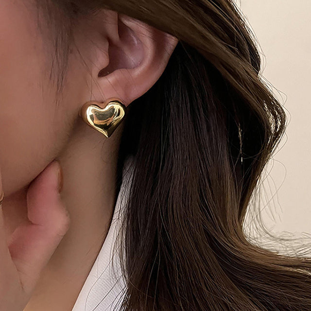 Pendientes de corazón elegantes con zirconia de calidad