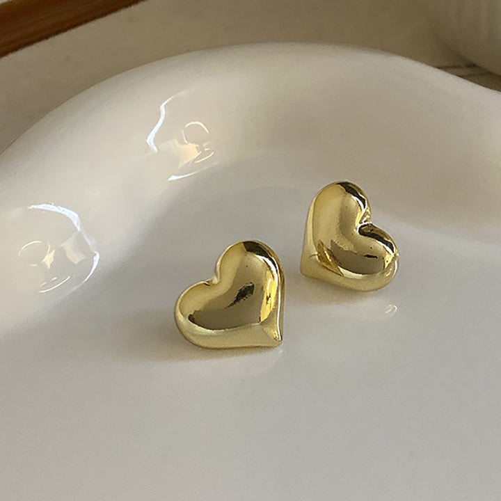 Pendientes de corazón elegantes con zirconia de calidad