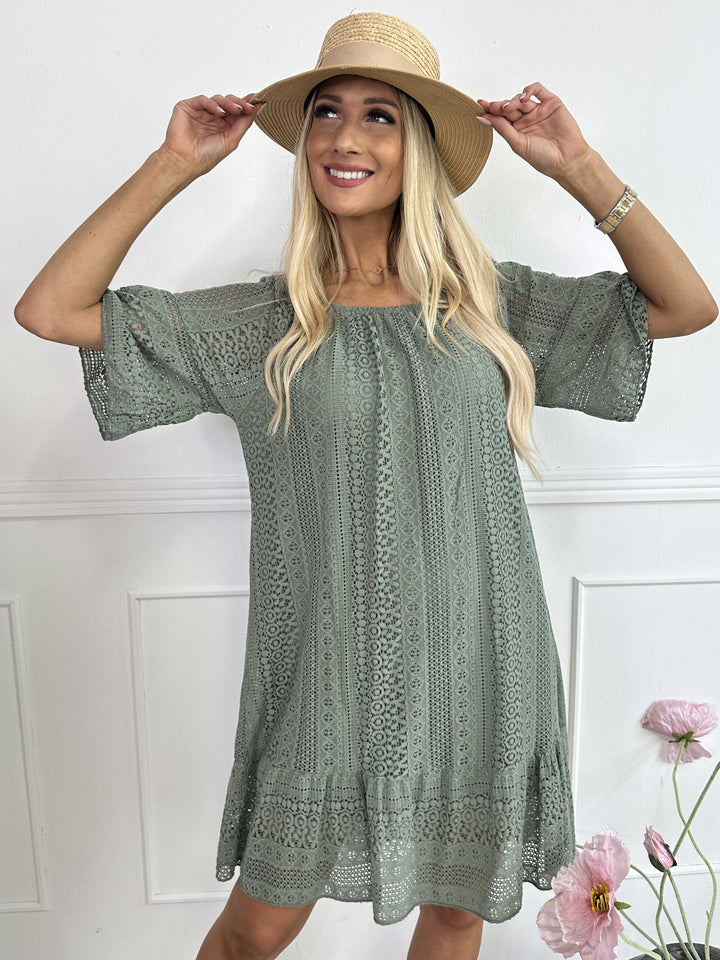 Vestido de encaje suave de algodón con mangas