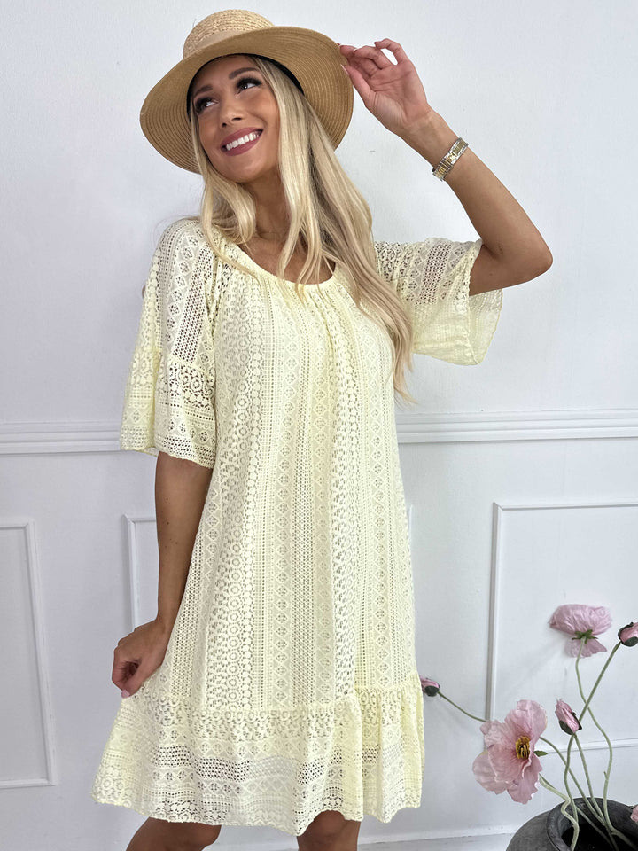 Vestido de encaje suave de algodón con mangas