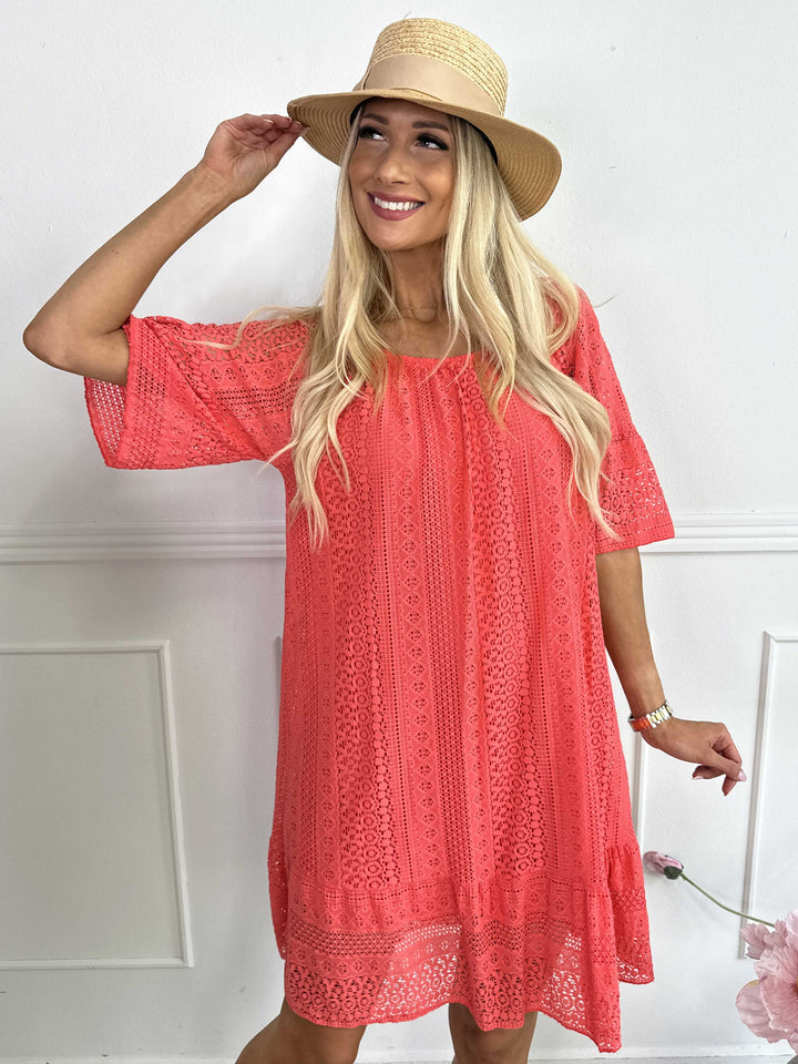 Vestido de encaje suave de algodón con mangas