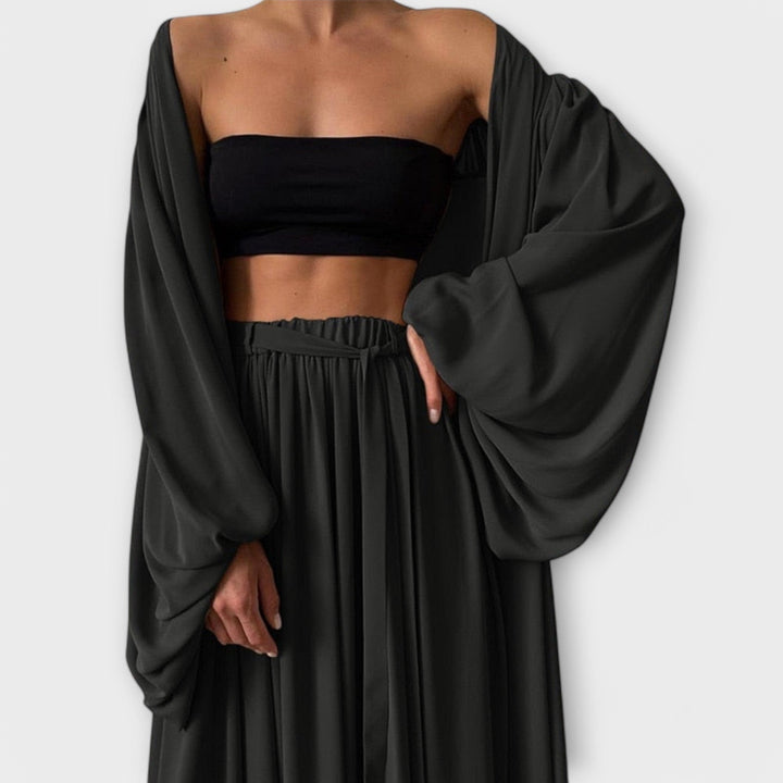 Lomara – Conjunto Luangwear de tres piezas con kimono