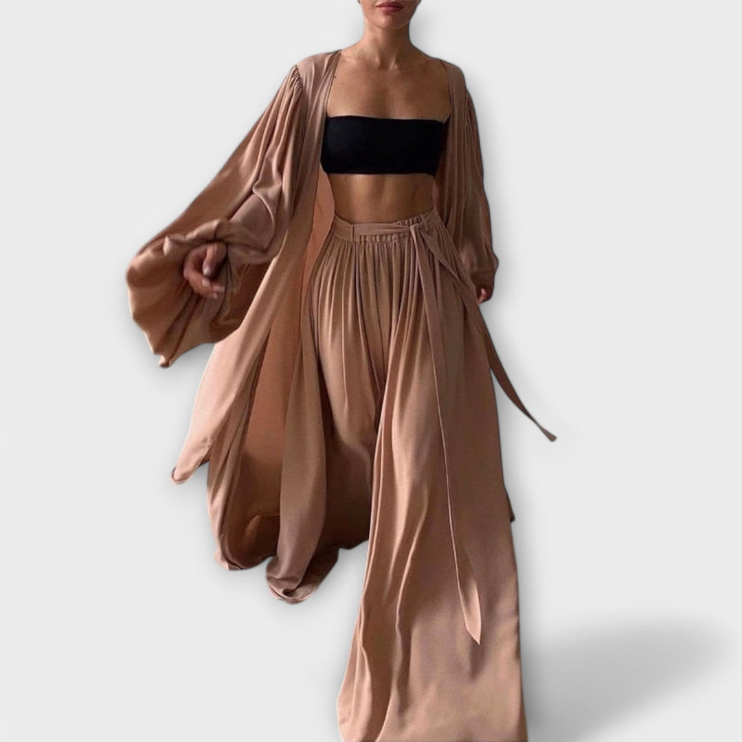 Lomara – Conjunto Luangwear de tres piezas con kimono