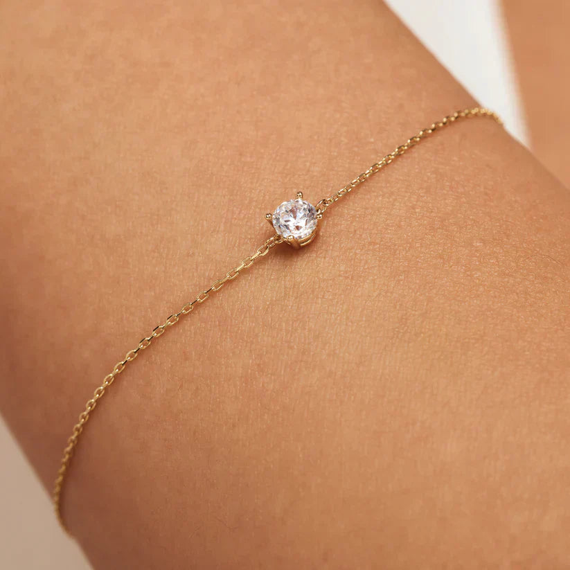 Pulsera con piedra moissanite Cléa | Oro