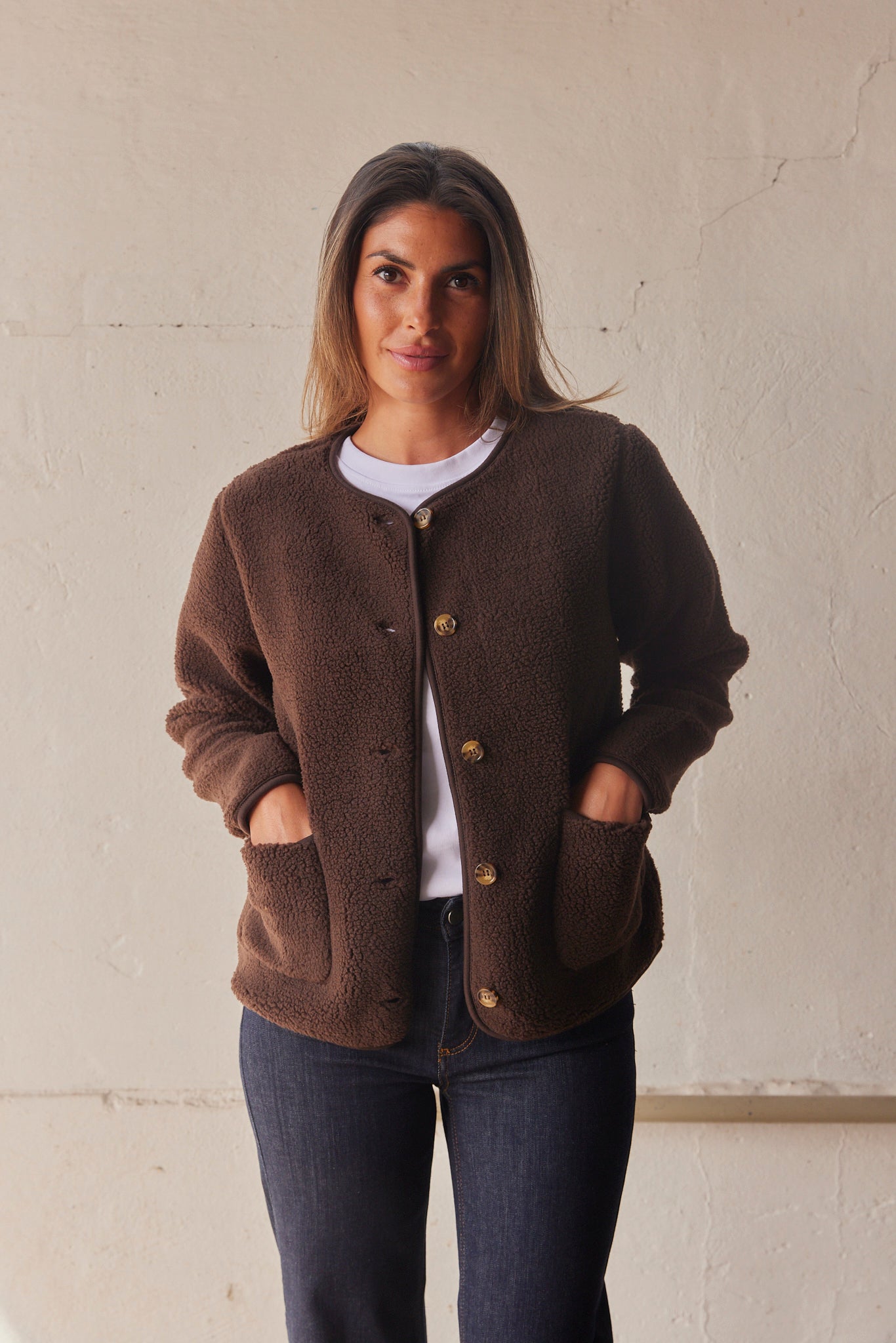 Chaqueta Ada Teddy | Marrón | Chaqueta de French Laundry