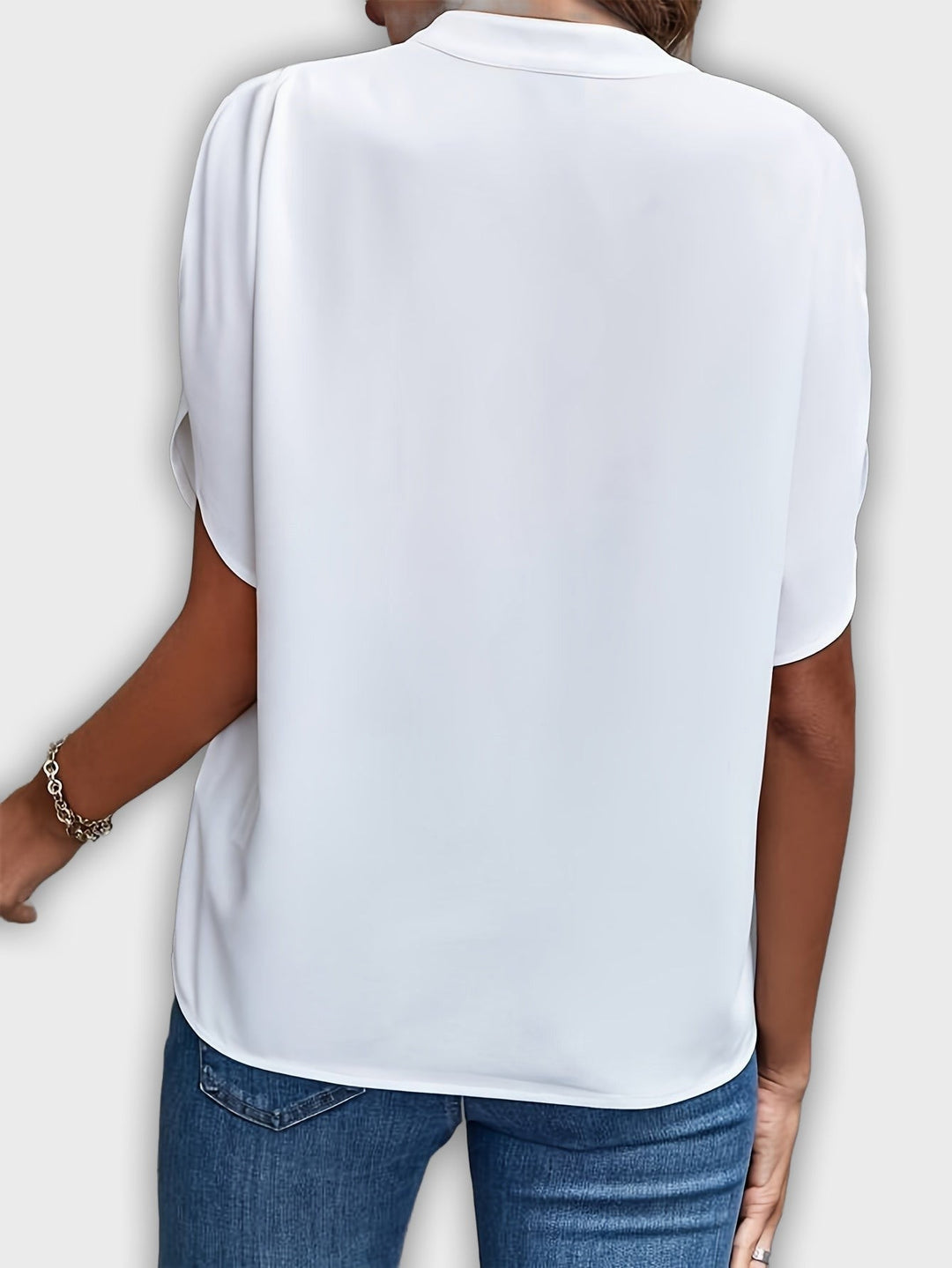 Camisa elegante para mujeres de algodón poliéster con mangas cortas