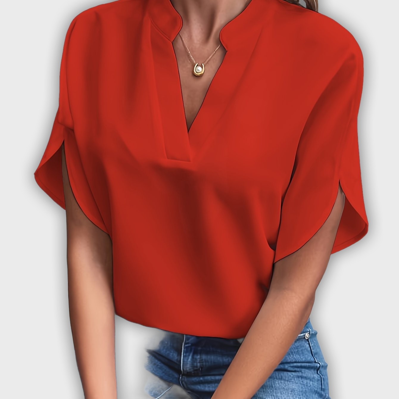 Camisa elegante para mujeres de algodón poliéster con mangas cortas