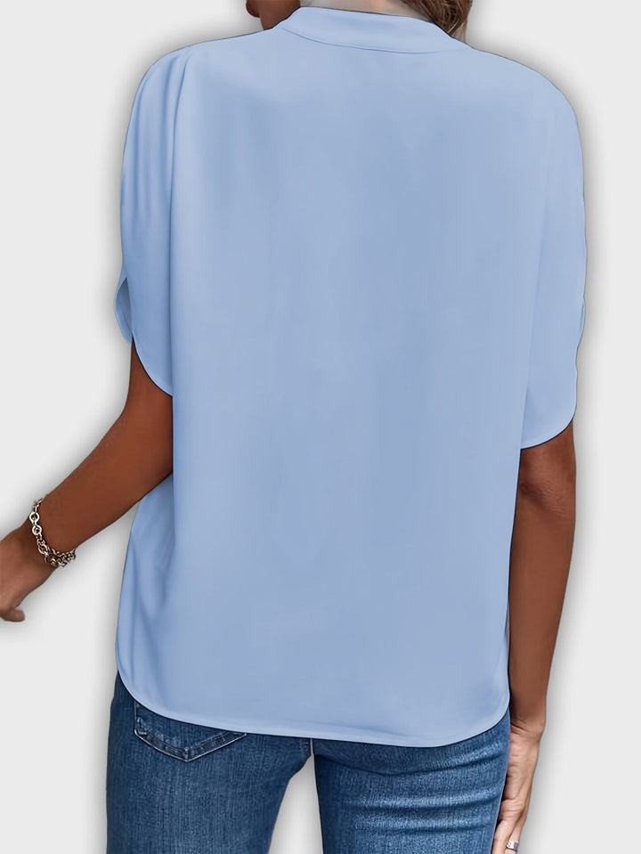 Camisa elegante para mujeres de algodón poliéster con mangas cortas