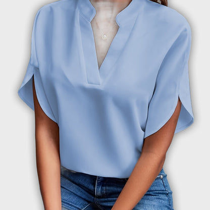 Camisa elegante para mujeres de algodón poliéster con mangas cortas