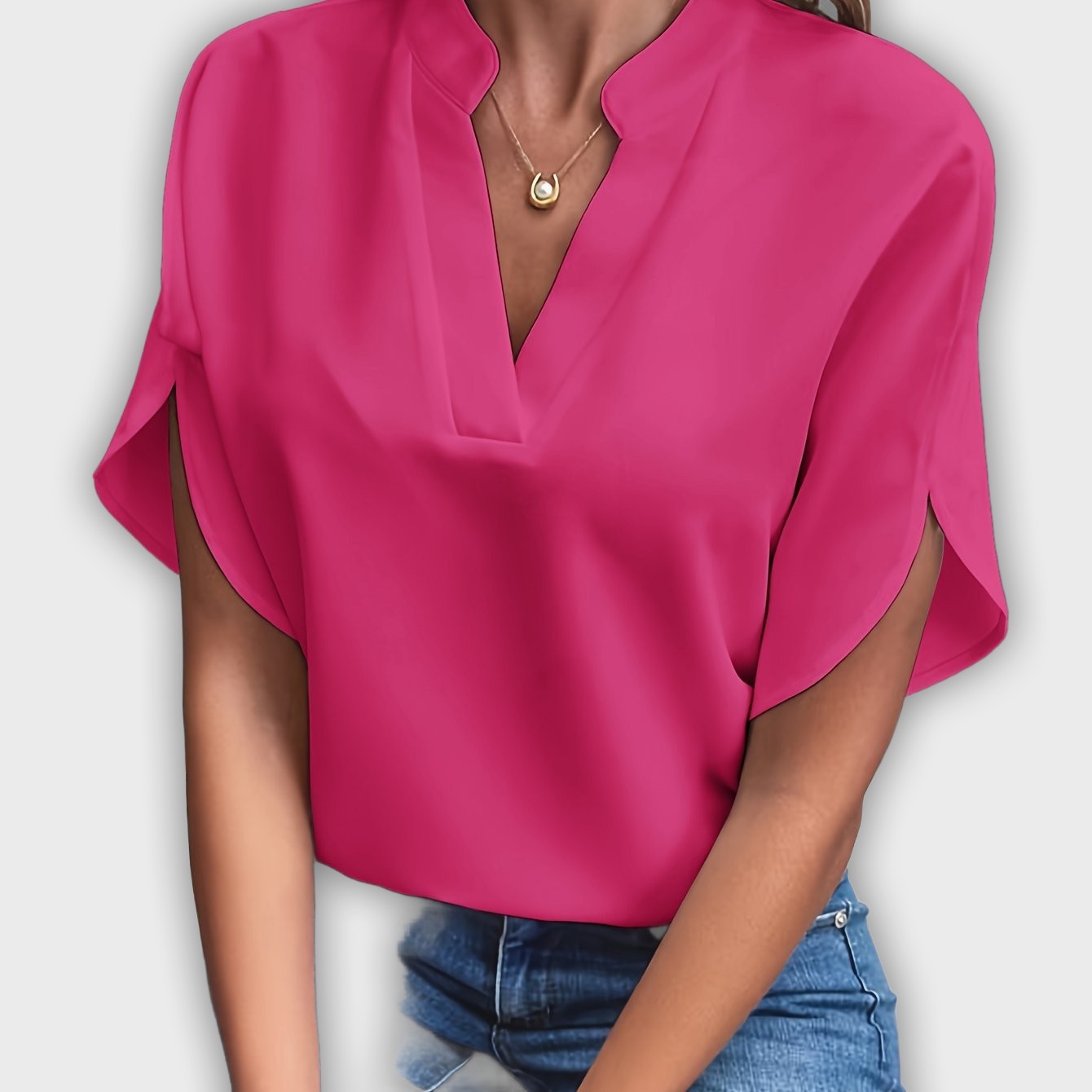 Camisa elegante para mujeres de algodón poliéster con mangas cortas