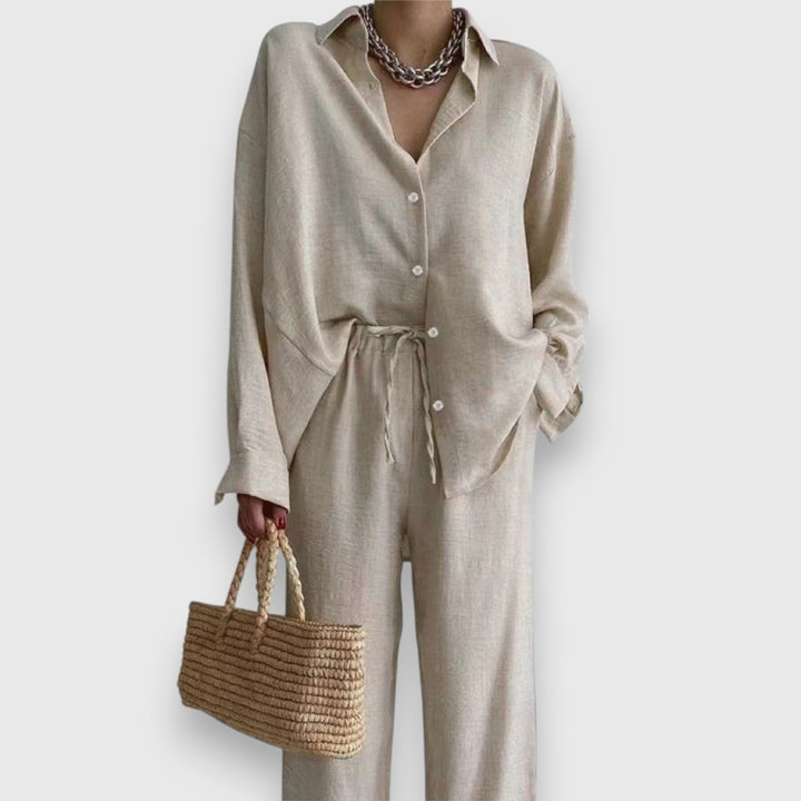 Luiza – Conjunto de verano con blusa y pantalones anchos