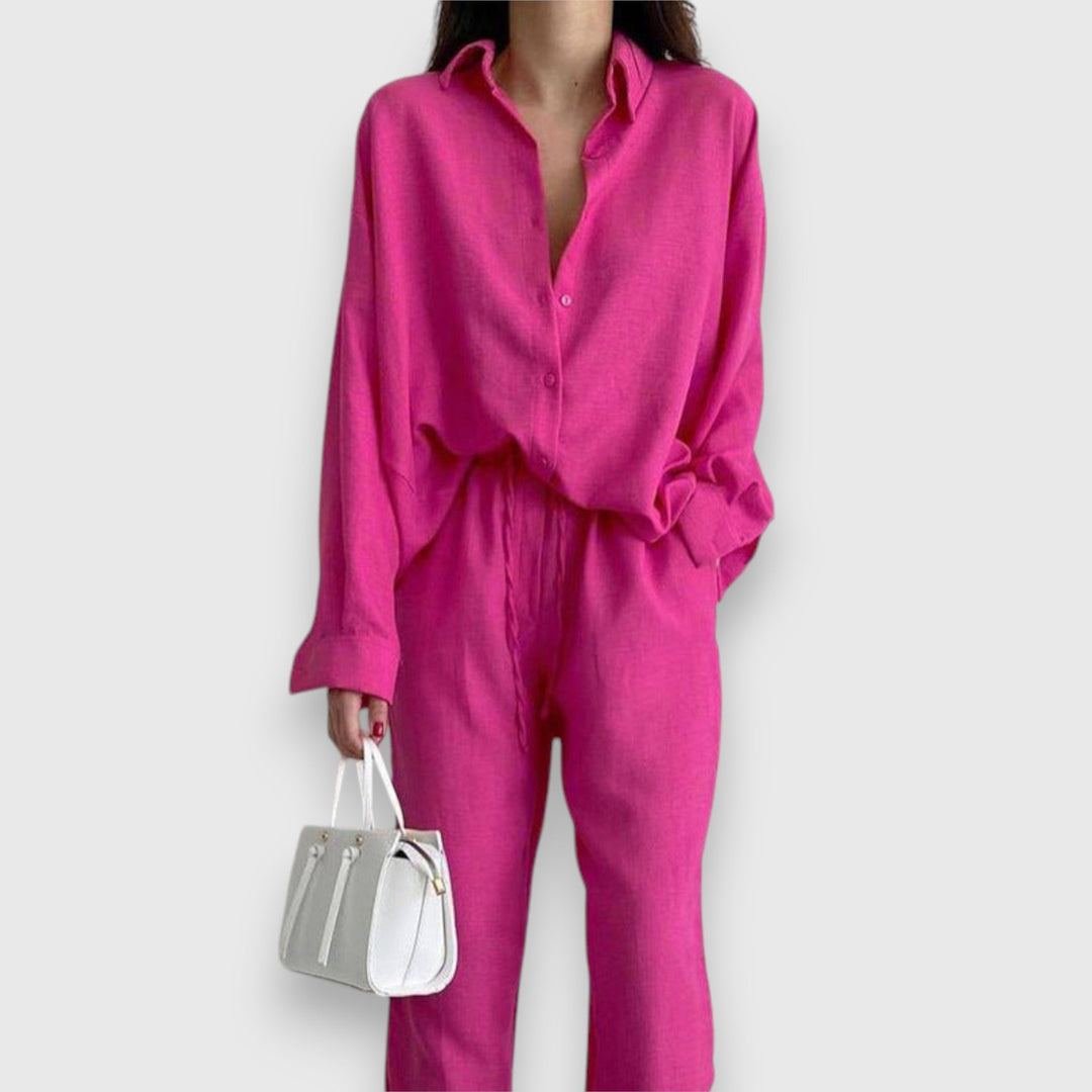 Luiza – Conjunto de verano con blusa y pantalones anchos