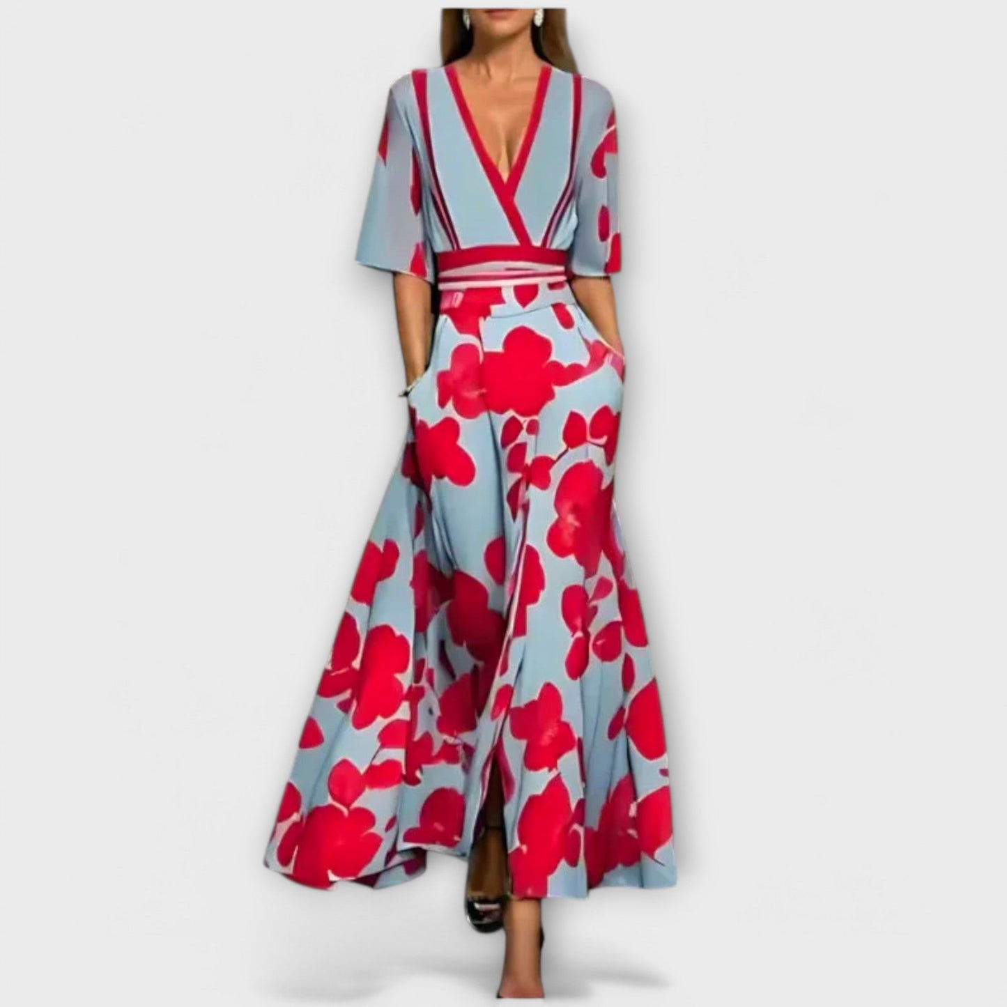Vestido Eliz con mangas elegantes de diseño floral