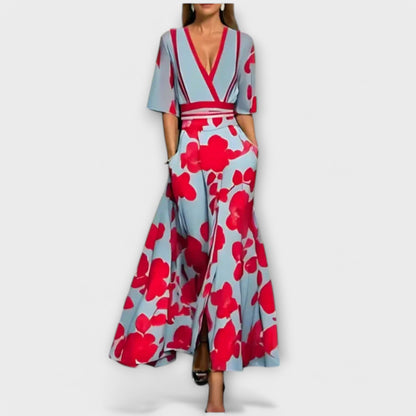 Vestido Eliz con mangas elegantes de diseño floral
