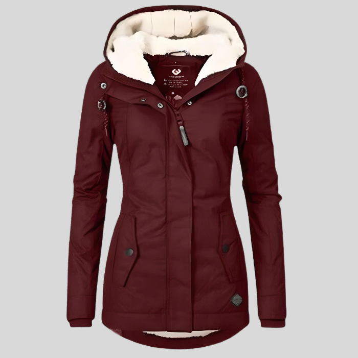 Allison | Chaqueta Larga Impermeable con Capucha y Forro