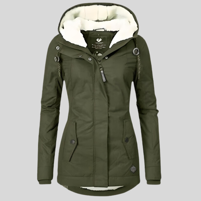 Allison | Chaqueta Larga Impermeable con Capucha y Forro