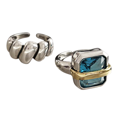 Anillo de plata con zirconia azul - Elegancia y estilo diario