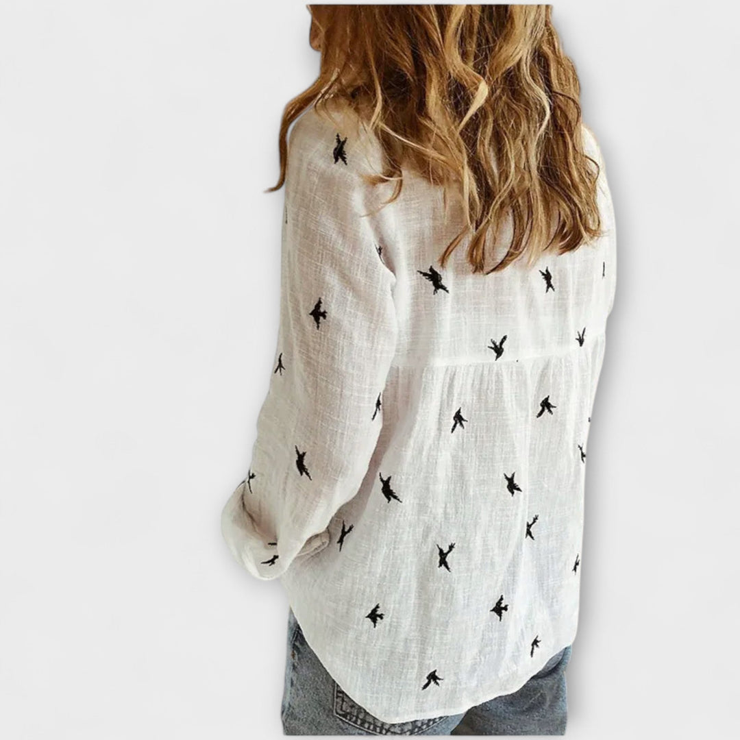 Camisa elegante para mujeres con cuello lujoso