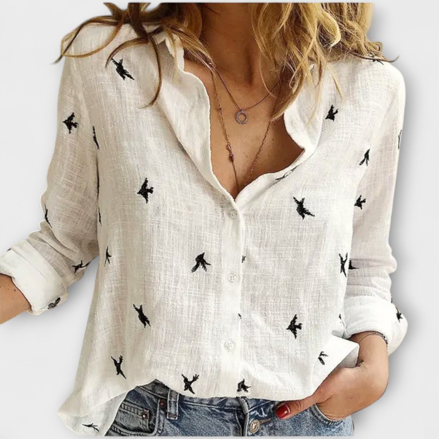 Camisa elegante para mujeres con cuello lujoso