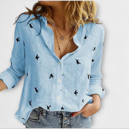 Camisa elegante para mujeres con cuello lujoso