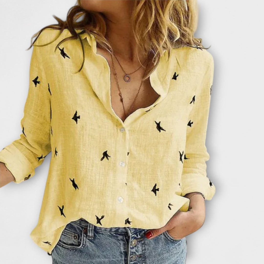 Camisa elegante para mujeres con cuello lujoso