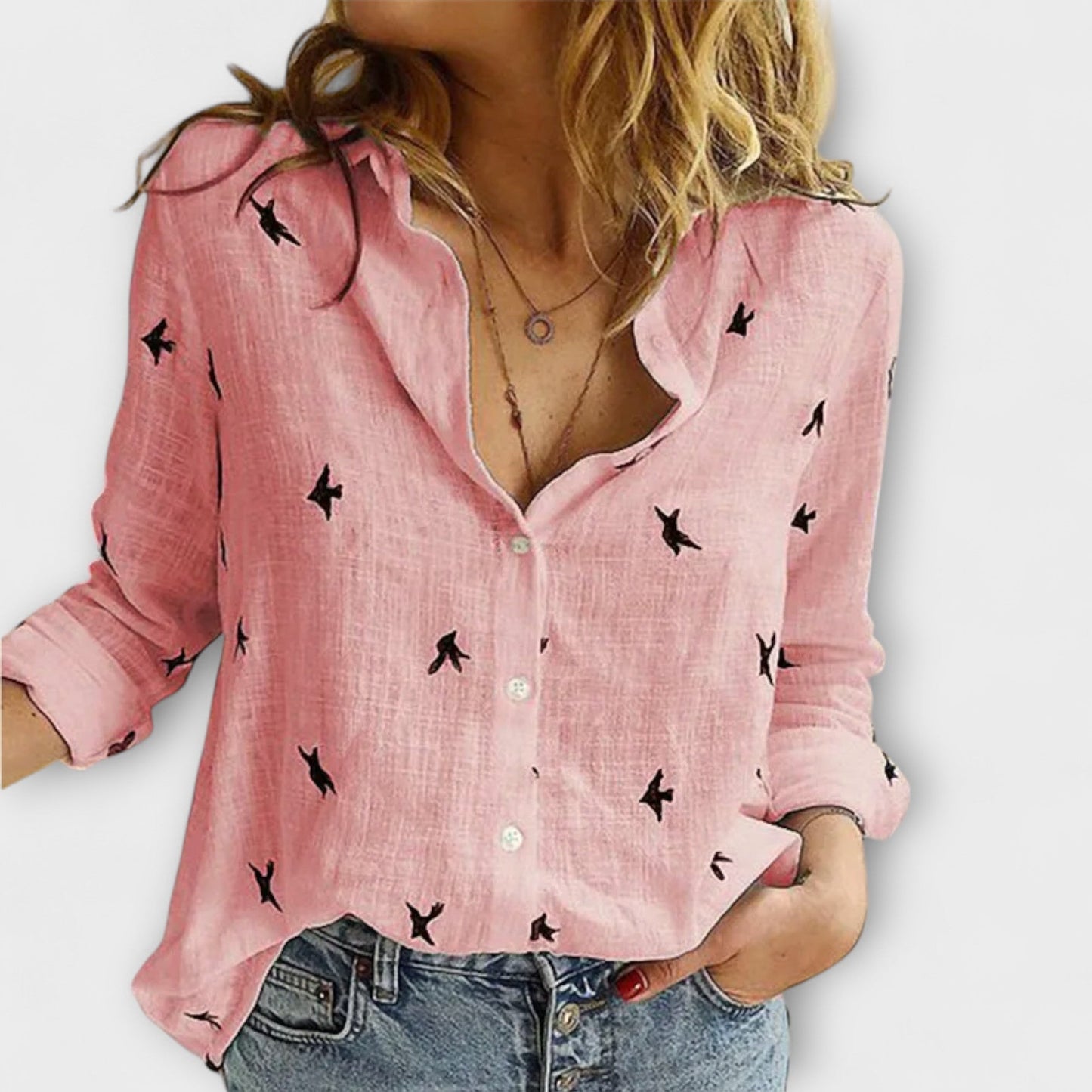 Camisa elegante para mujeres con cuello lujoso
