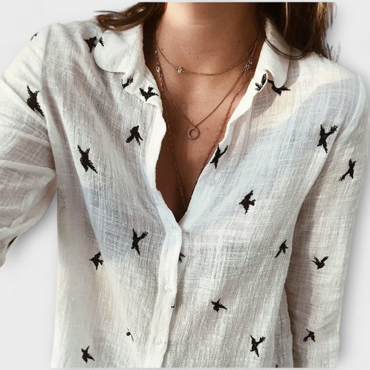 Camisa elegante para mujeres con cuello lujoso