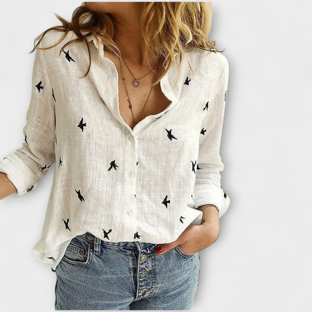 Camisa elegante para mujeres con cuello lujoso