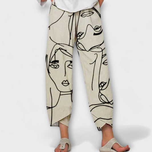 Pantalones de lino ligeros Naheya con estampado único
