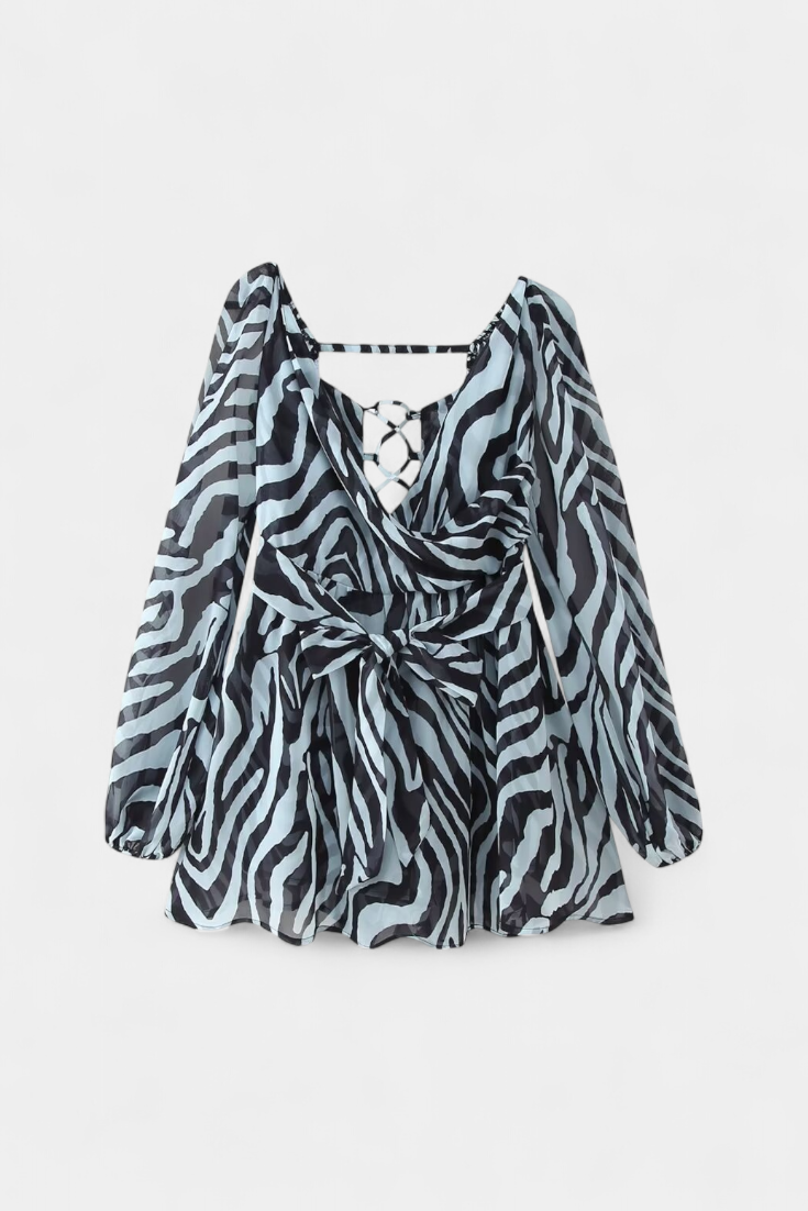 Vestidos mini con cuello en V y mangas ligeras