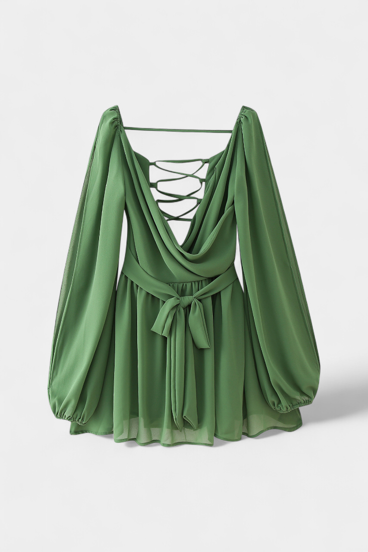 Vestidos mini con cuello en V y mangas ligeras