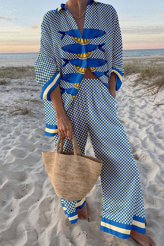 Trivola™ | Juego de sábanas con estampado de sardinas y limón