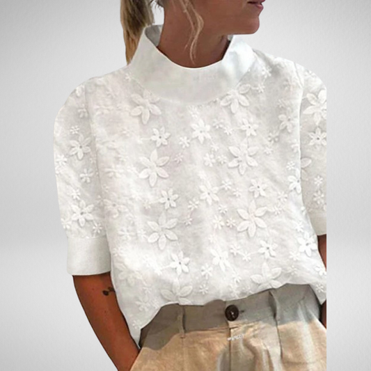 Elodie – Blusa de encaje con cuello alto