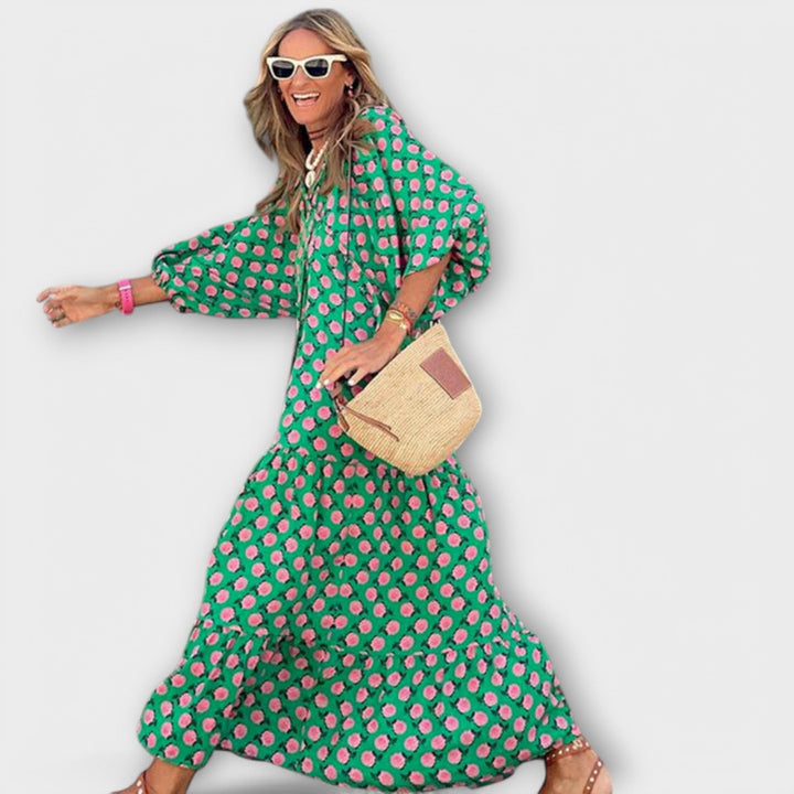 Vestido maxi geométrico elegante para comodidad y estilo