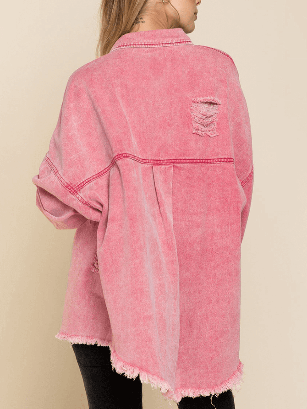 Chaqueta de Denim Desgastada de Algodón "Thinking Out Loud"