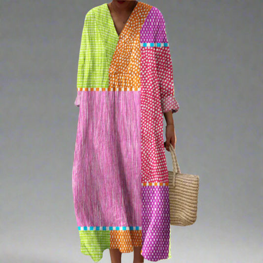Rubi™ | Vestido maxi con patchwork y lunares