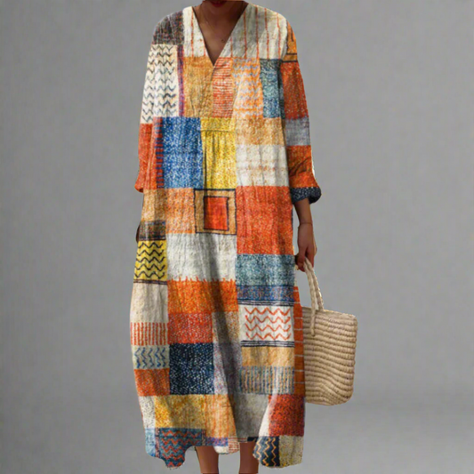 Hazel™ | Vestido maxi bohemio patchwork armonía