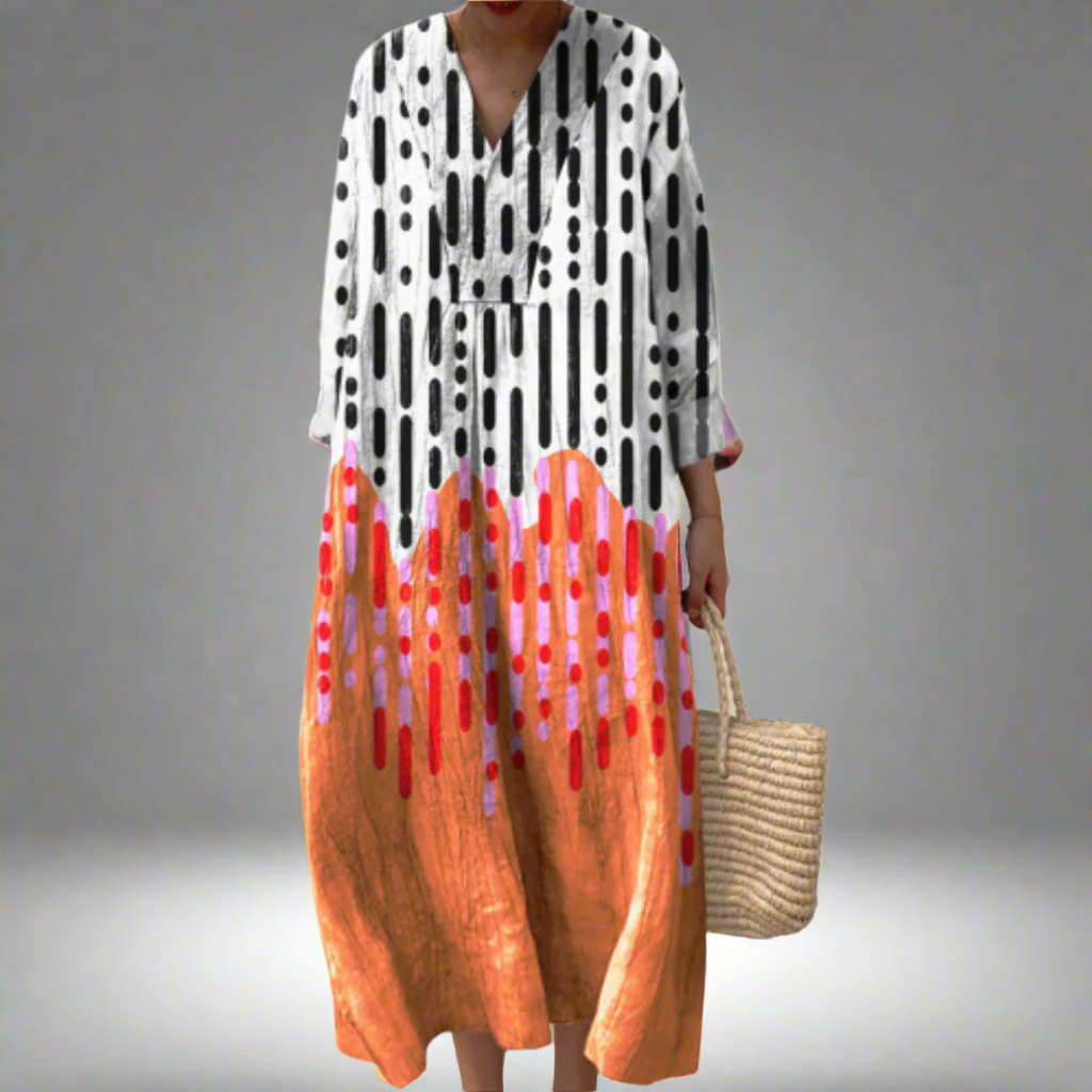 Tessa™ | Vestido maxi con estampado de gotas abstractas