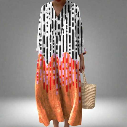 Tessa™ | Vestido maxi con estampado de gotas abstractas