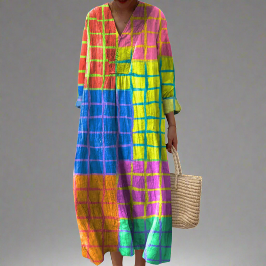 Leona™ | Vestido maxi con estampado de cuadros esencial