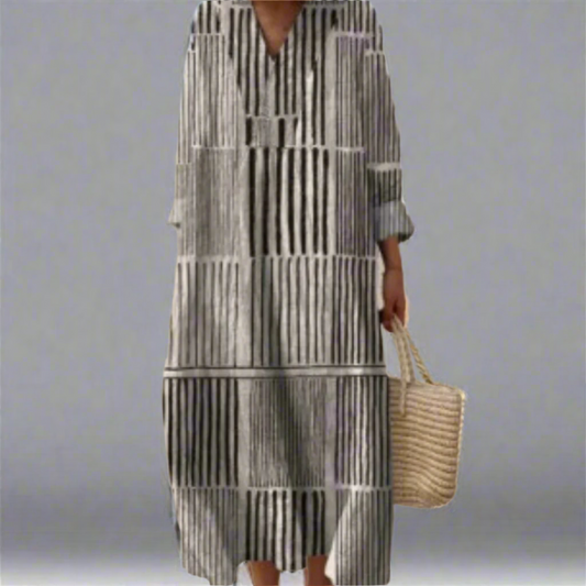 Margo™ | Vestido maxi de rayas monocromáticas
